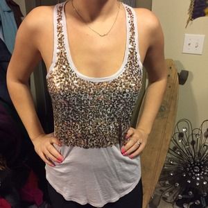 Tan sequin tank top