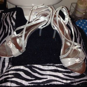 Silver sparkly high heels