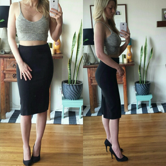 SOLD Bebe Black Pencil Skirt - Picture 2 of 4