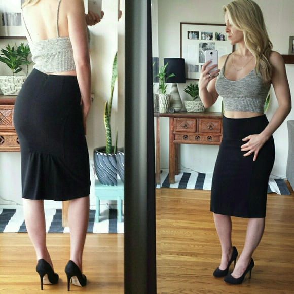 SOLD Bebe Black Pencil Skirt - Picture 3 of 4