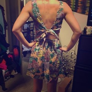 Multi colored dress with tie in the back