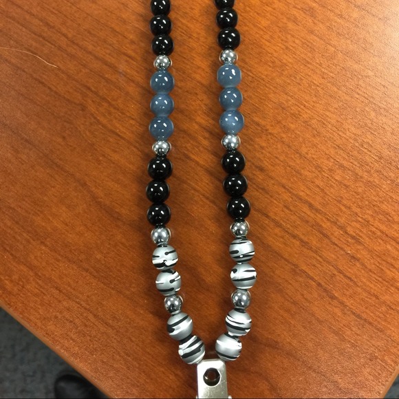 Handcrafted beaded badge lanyard