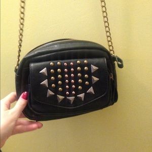 Black purse with chain strap