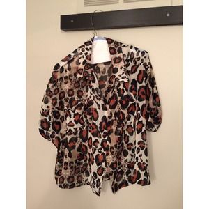Brown cheetah print crop blouse