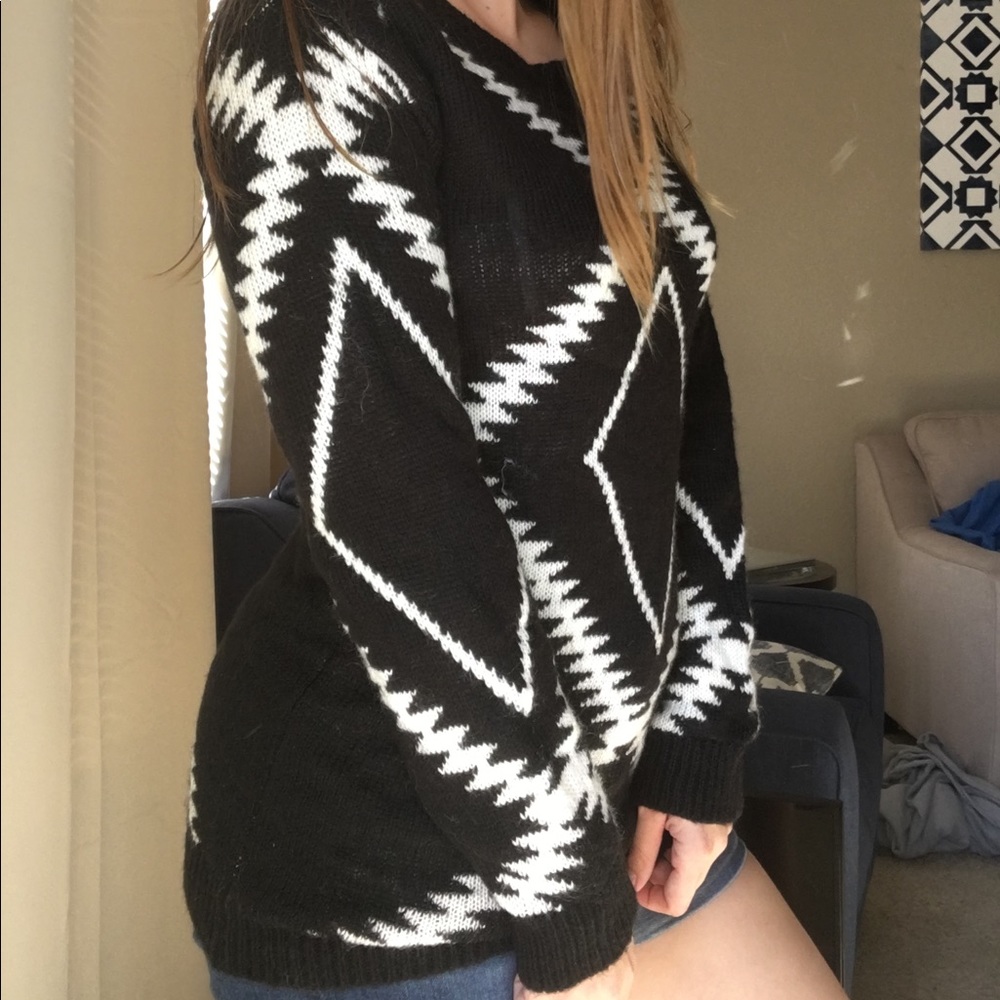 Black & White Geometric Sweater Dress