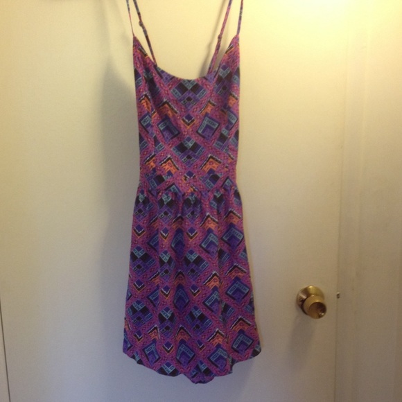 Cute purple tribal print cross back dress