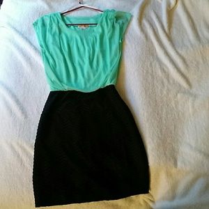 Light green and black dress