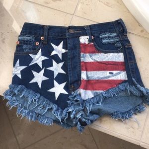 American flag high waist shorts