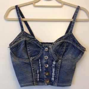 Studded denim bustier