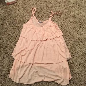 Pink ruffle tank