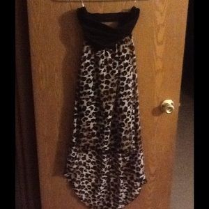 Strapless hi-lo dress, cheetah