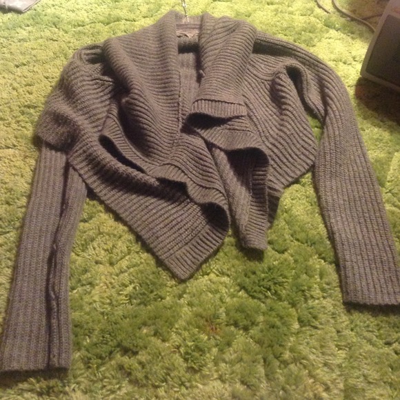 Express Sweaters - Gray long sleeve crop sweater
