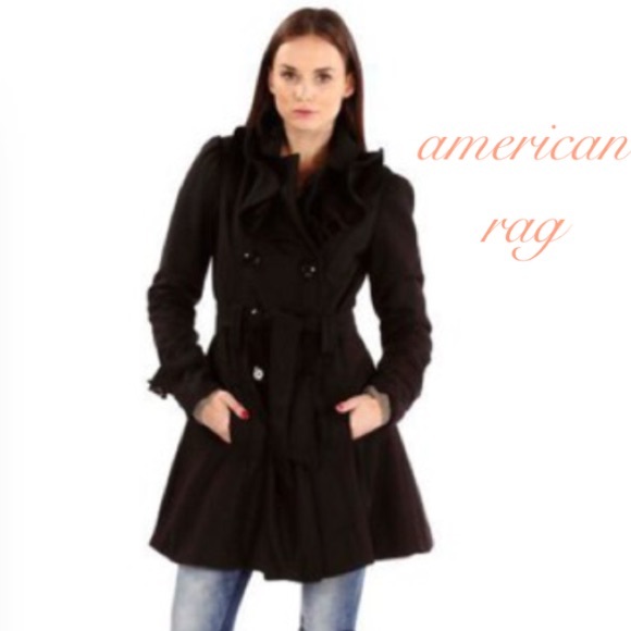 American Rag Outerwear - 🎈FLASH SALE🎈Black Ruffle Peacoat