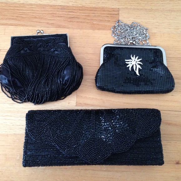 Bijoux Terner Clutches & Wallets - Set of 3 Black Beaded Clutch Evening Bags