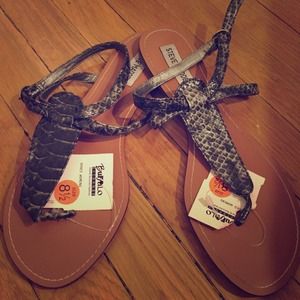 Black snake skin sandals