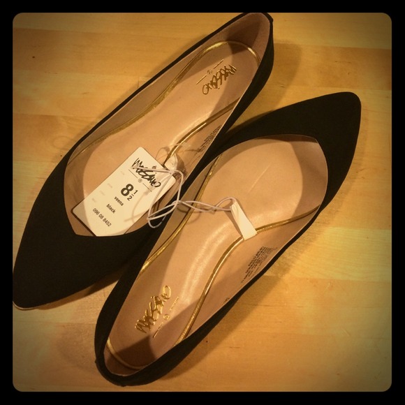 Black Flats with Gold Trim