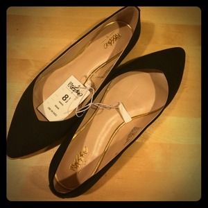 Black Flats with Gold Trim