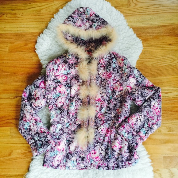 Vintage Jackets & Blazers - Floral Fur Trim Jacket