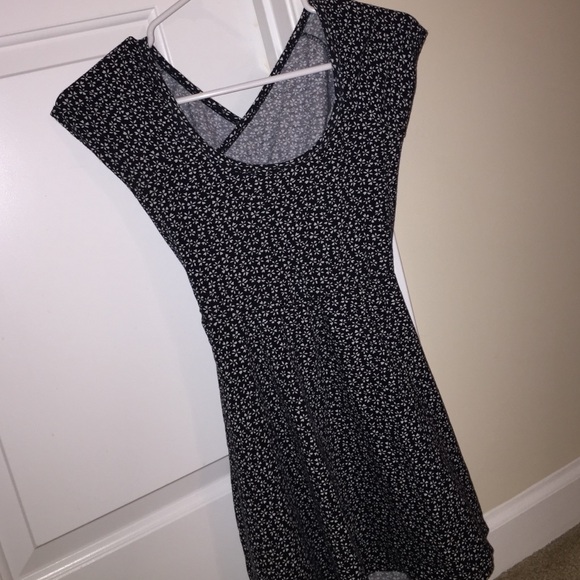 Brandy Melville floral open-back skater dress.