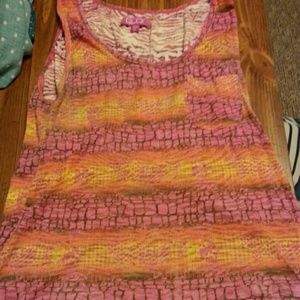 Vibrant orange and pink tank top.