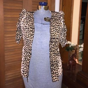 International concepts leopard print cardigan