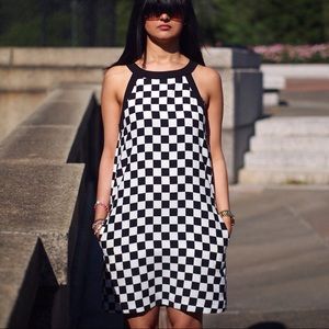 Zara Basics black and white checkered dress