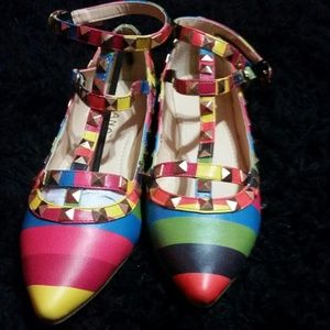 Brand new studded strappy pointy toe flats