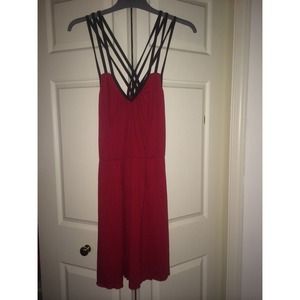 Red and brown strappy dress