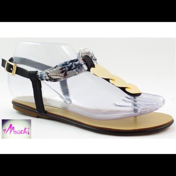Brand New Machi Black Sandals With Metal Accent