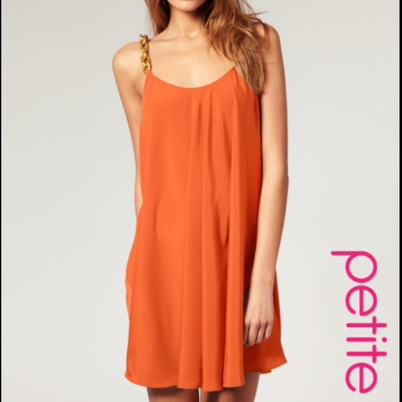 denim dress with gold chain straps