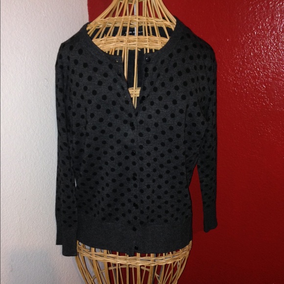 Gray & Black Polk-a-dot Cardigan