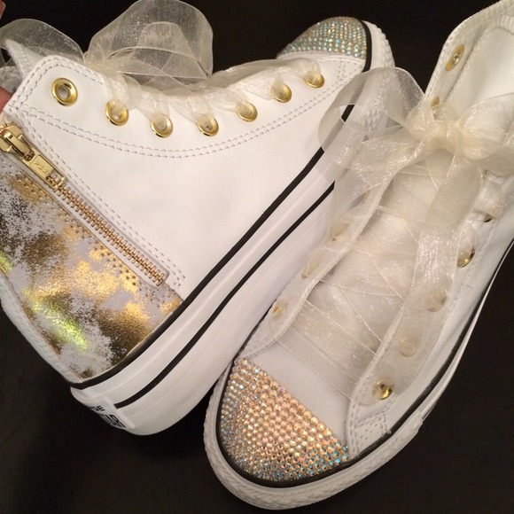Converse Shoes - Gold Swarovski Crystal Converse