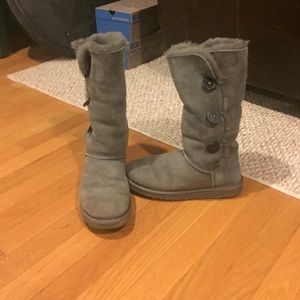 Tall Gray Bailey Button Uggs