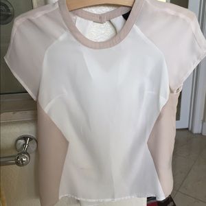 Sheer white and beige blouse