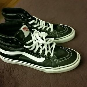 Vans leather tennis shoes, low high tops
