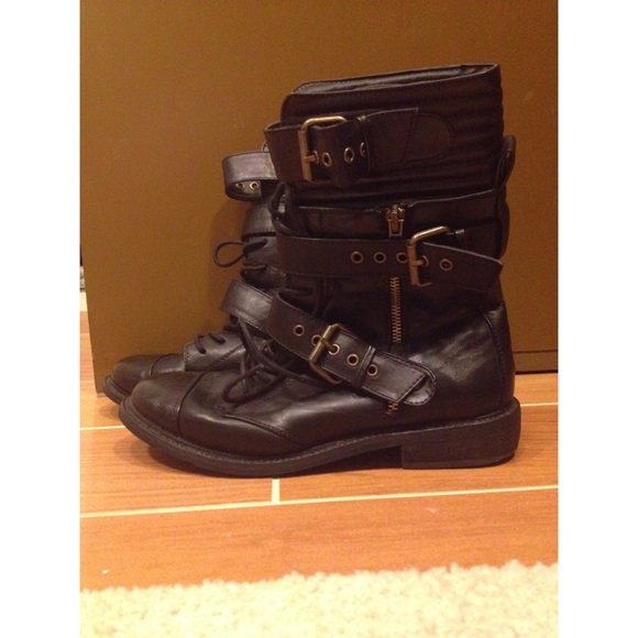 Black combat boots