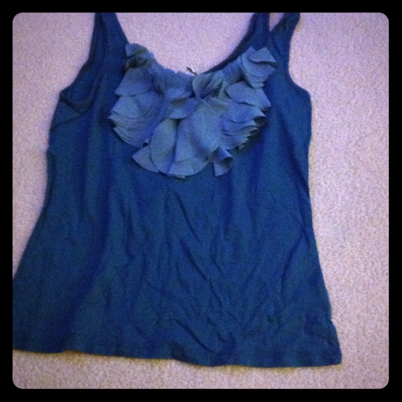 Green tank top with ruffle accent Lauren Conrad