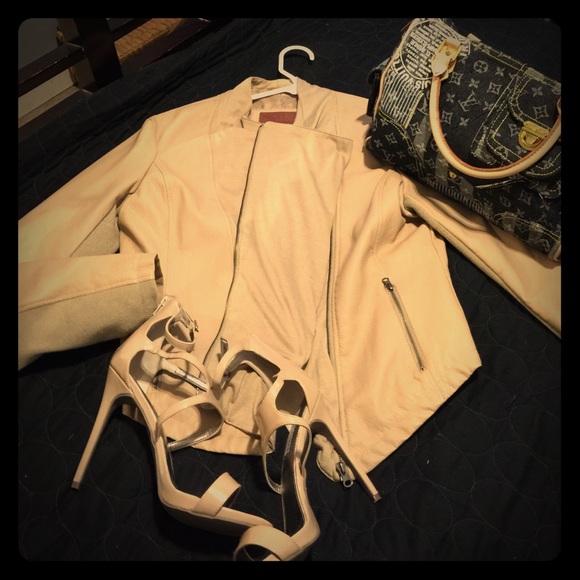 Taupe Miss London Moto jacket