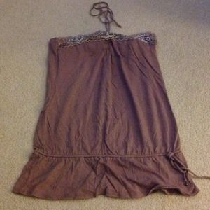 Tan strapless tank top