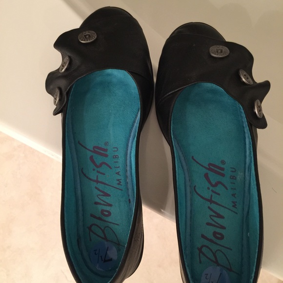 Black flats.  Leather.