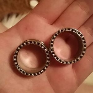 1 inch black & white diamond plugs