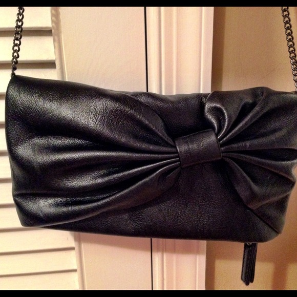 Black Bow folded cross body clutch