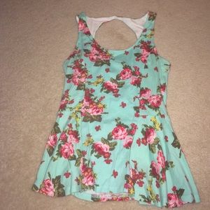 Floral peplum tank