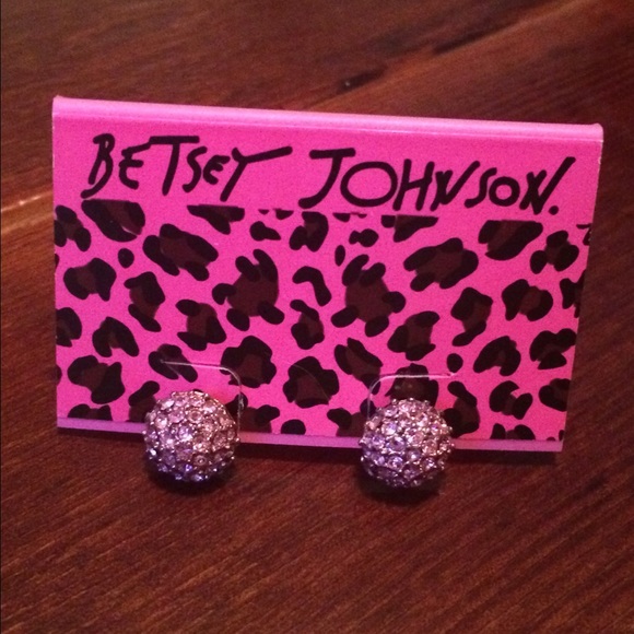 Betsey Johnson Earrings Pink Crystal Studs