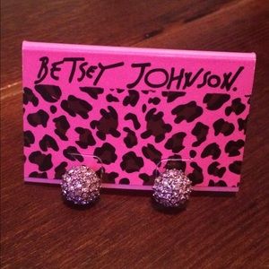 Betsey Johnson Earrings Pink Crystal Studs