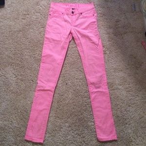 Bright pink jeans