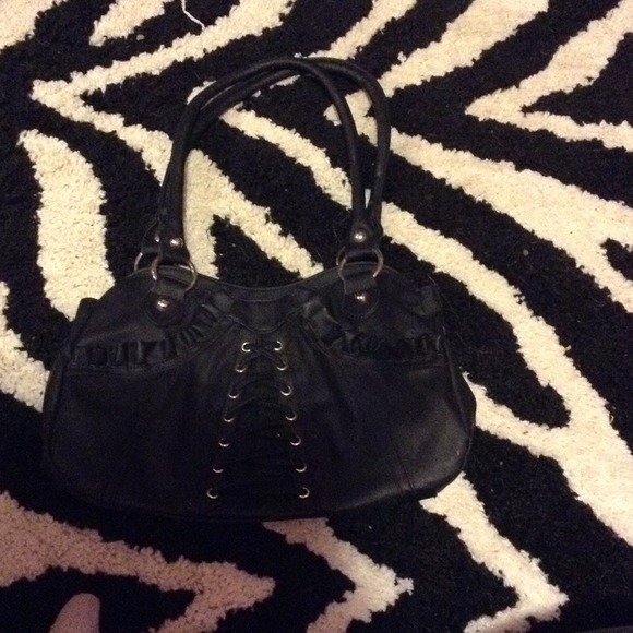 Sexy black leather purse