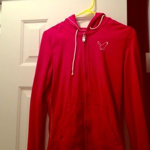Red/pink American eagle hoodie zip up, size small