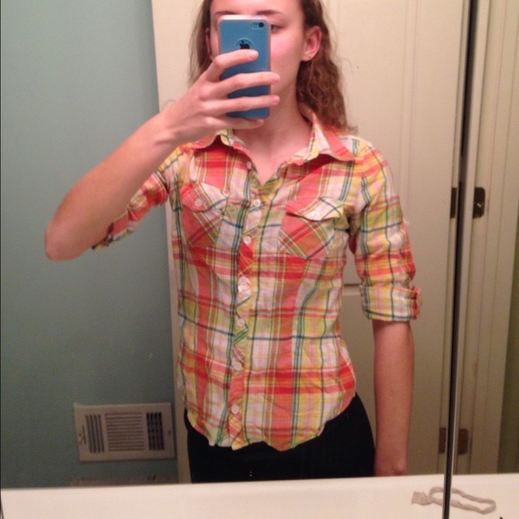 cotton button down plaid shirt