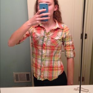 cotton button down plaid shirt